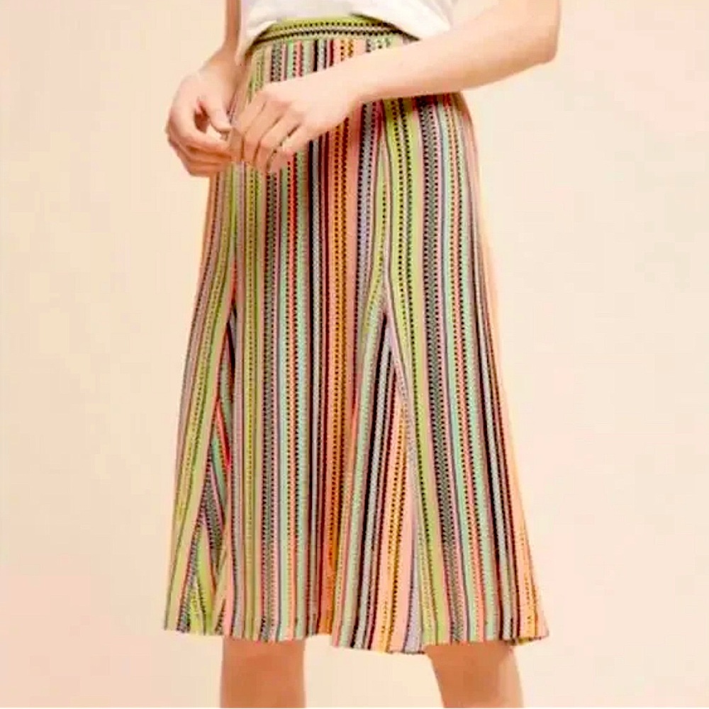 NWT ANTHROPOLOGIE MAEVE Spectral Stripe Midi Skirt.